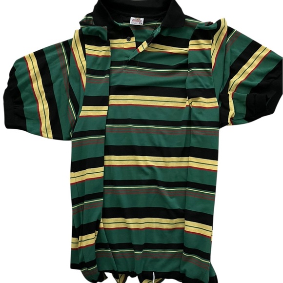 Striped‎ Green and Black Casual Button Down Shirt - Picture 1 of 6